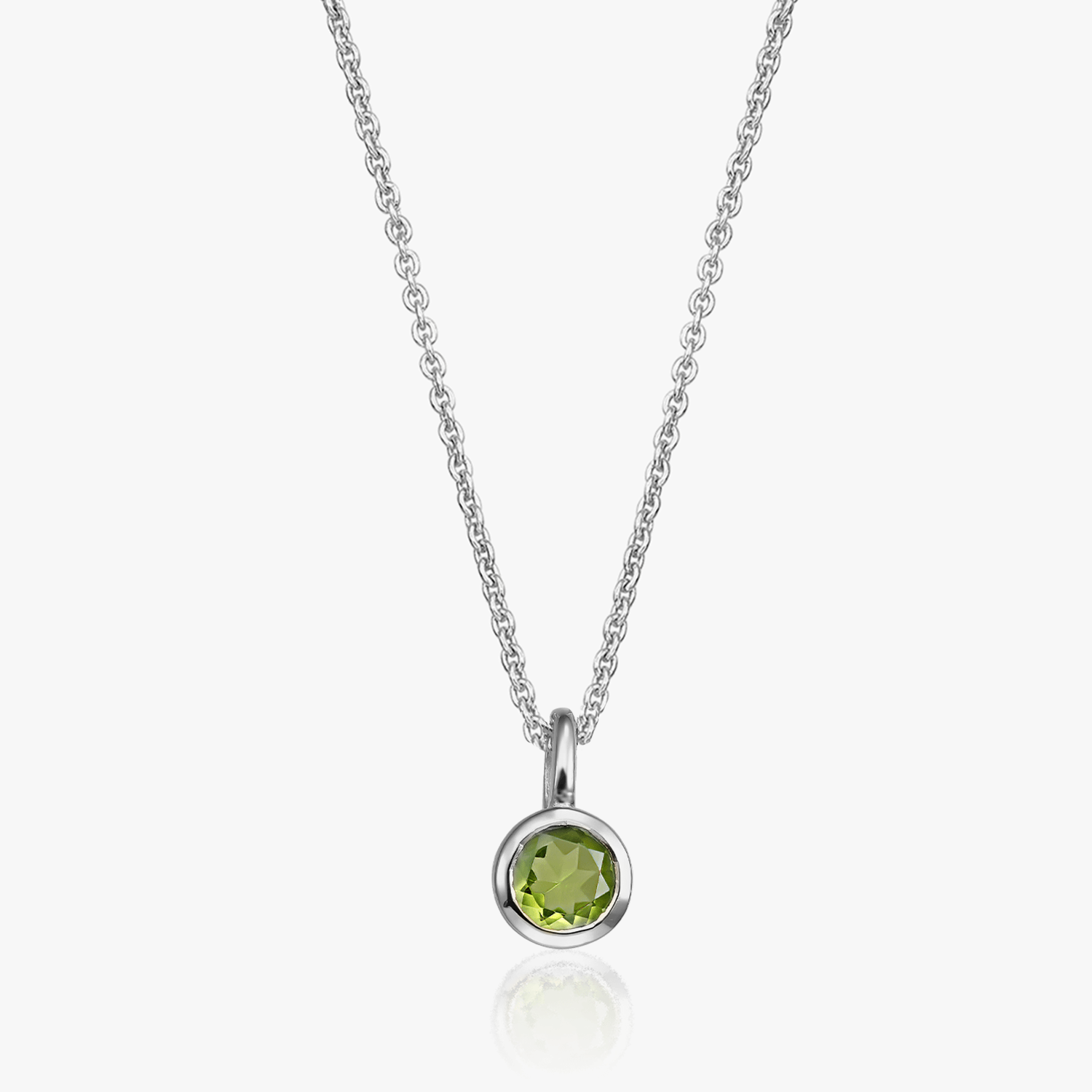 Stříbrný náhrdelník s birthstone srpna - Peridot - Indira
