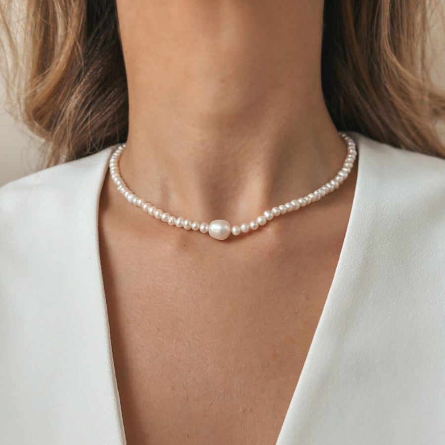 Colier din argint Chanti - Perle de cultura - Indira