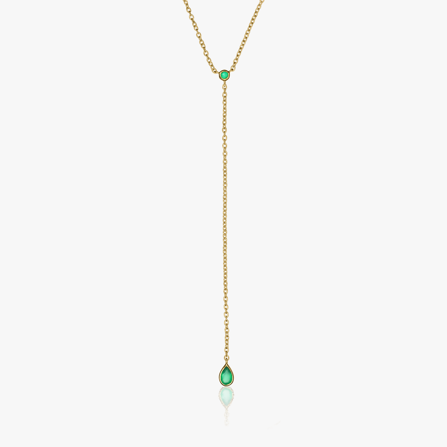 Stříbrný náhrdelník Golden Lariat - Zelený Onyx - Indira