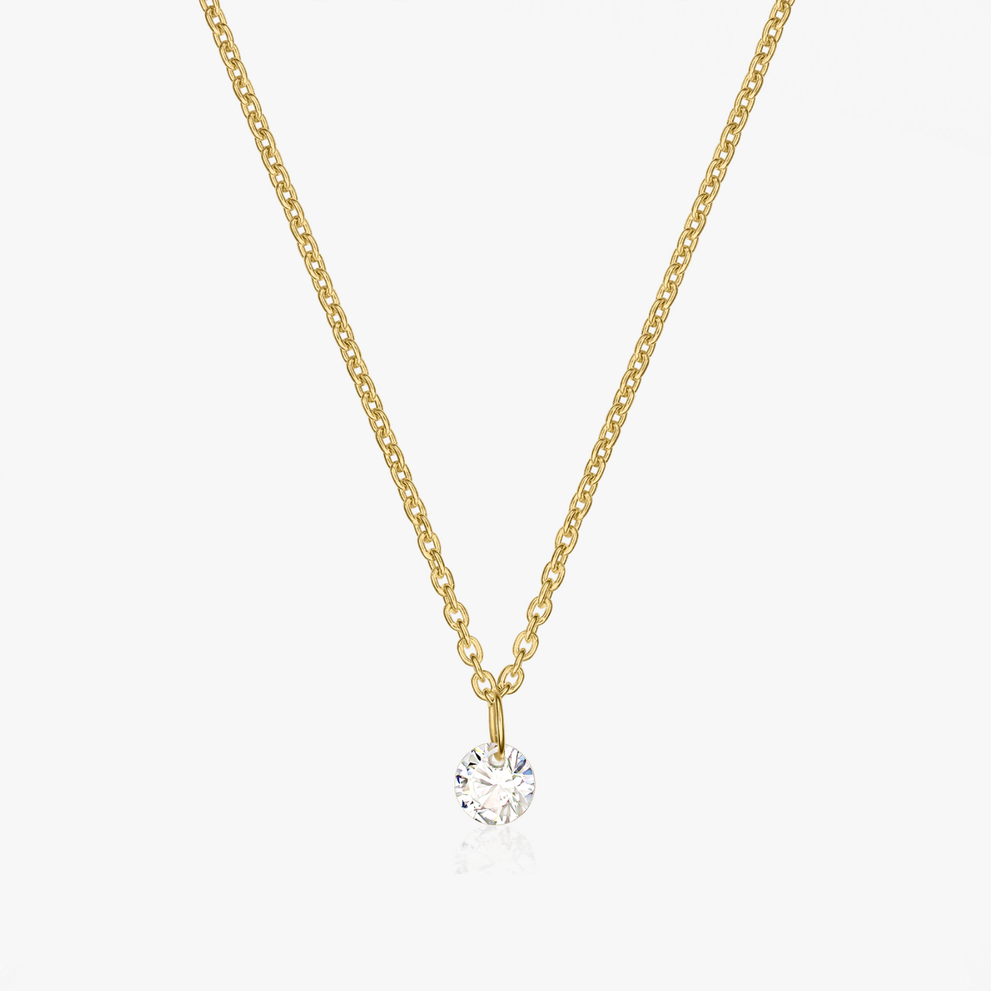 Colier din argint Golden Solitaire - Zirconiu - Indira