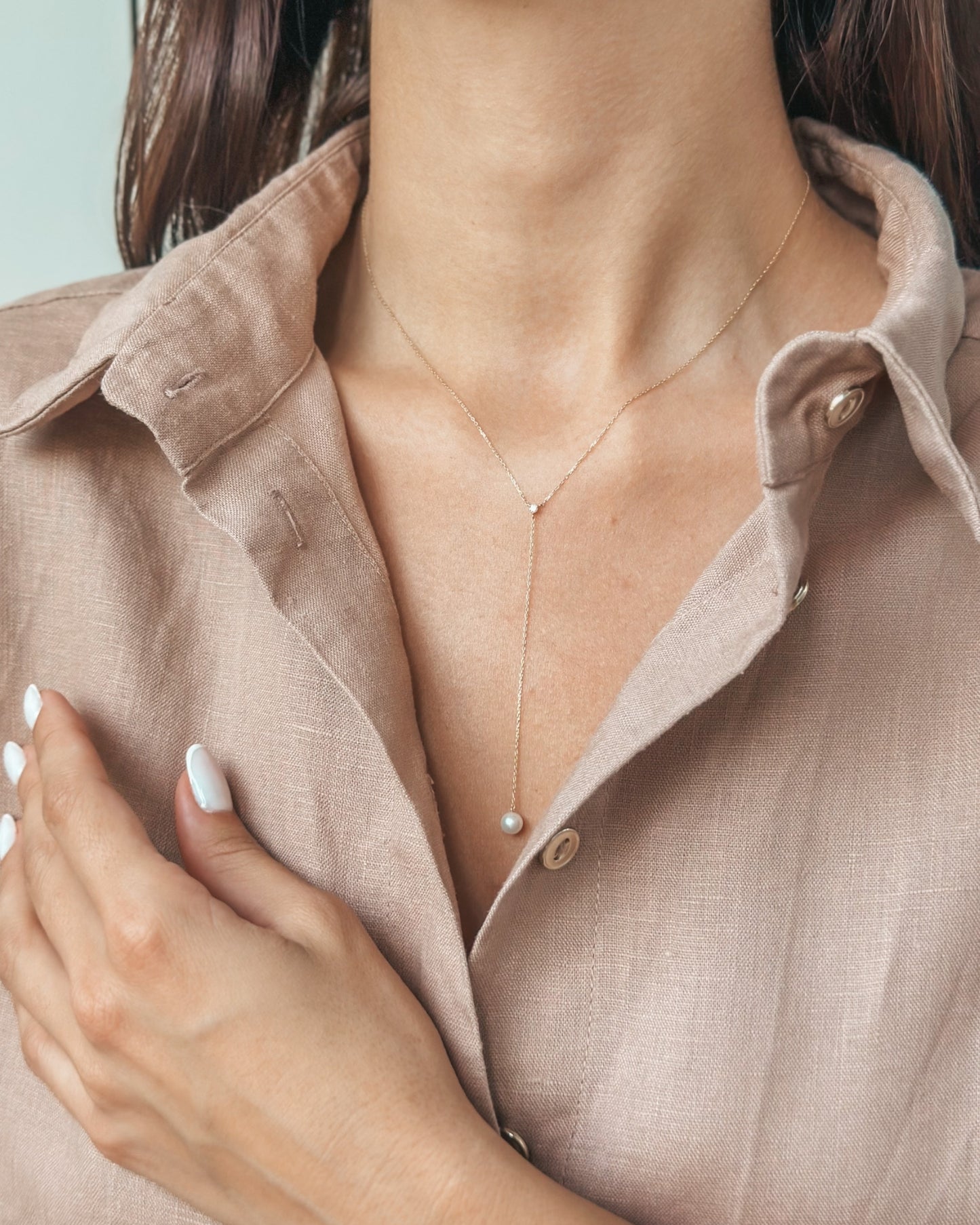 Colier din aur galben Yara - Perle Naturale, Diamante - Indira