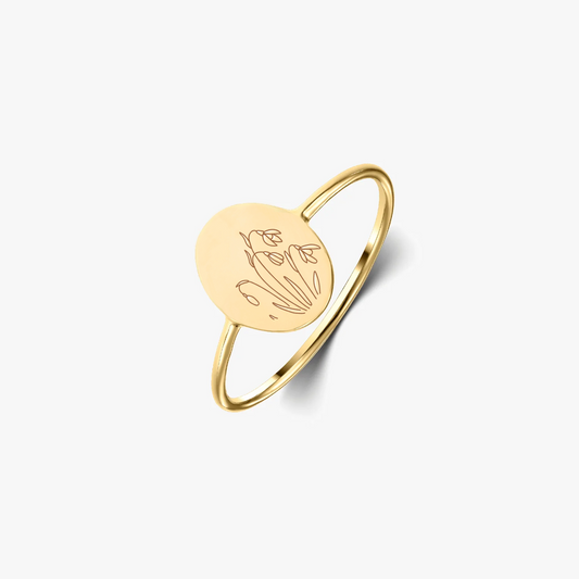 Stříbrný prsten Birth Flower Golden - January Snowdrop - Indira