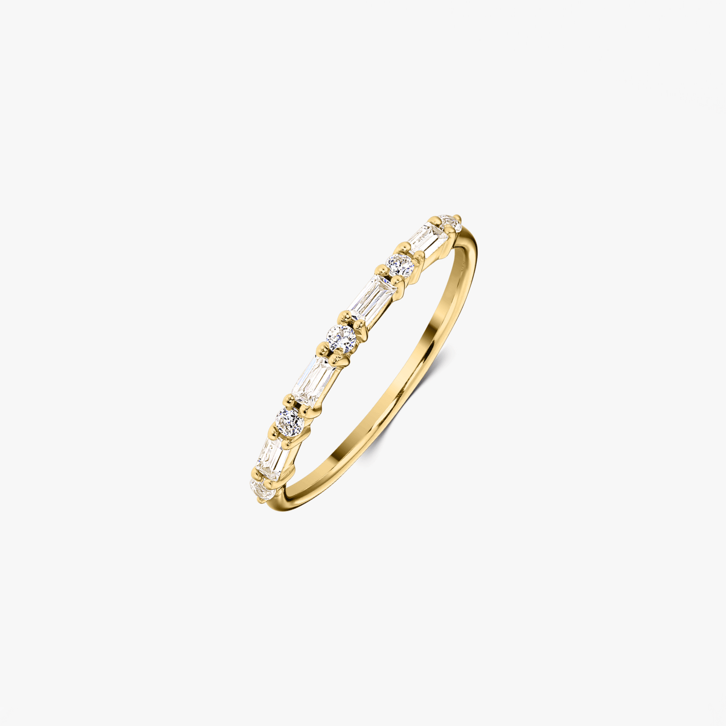 Stříbrný prsten Golden Baguette - Zirkon - Indira