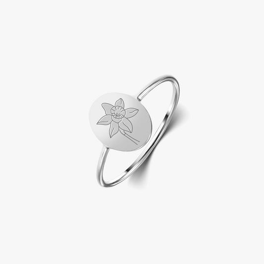 Stříbrný prsten Birth Flower - Březen Narcis - Indira