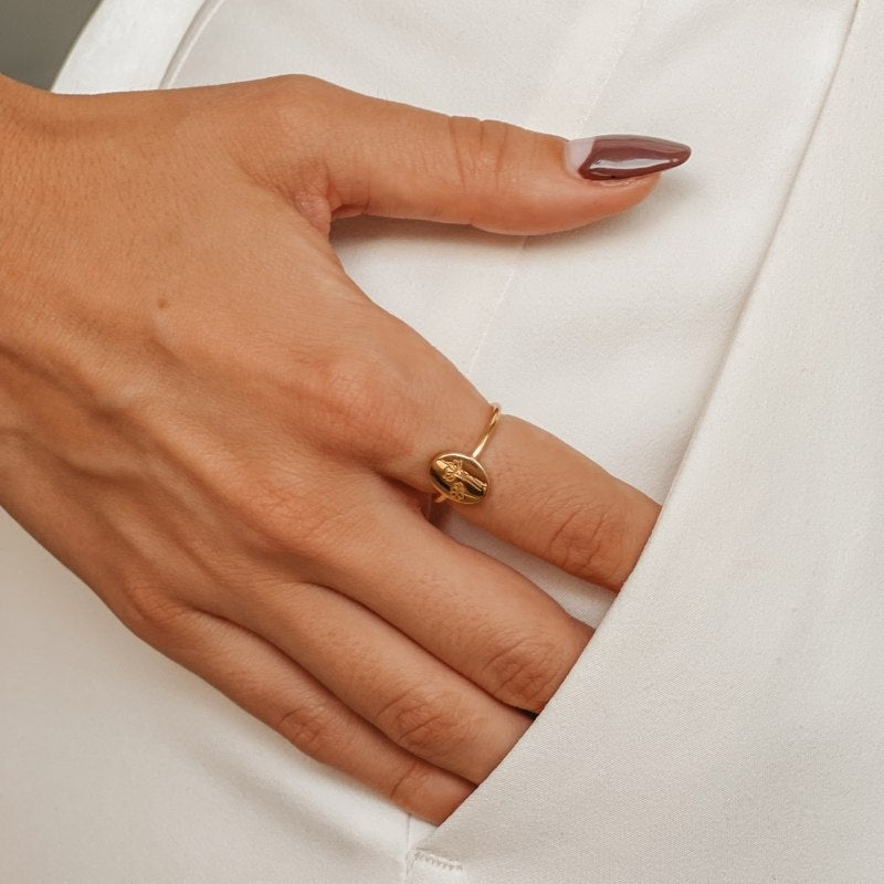 Stříbrný prsten Birth Flower Golden - October Cosmos - Indira