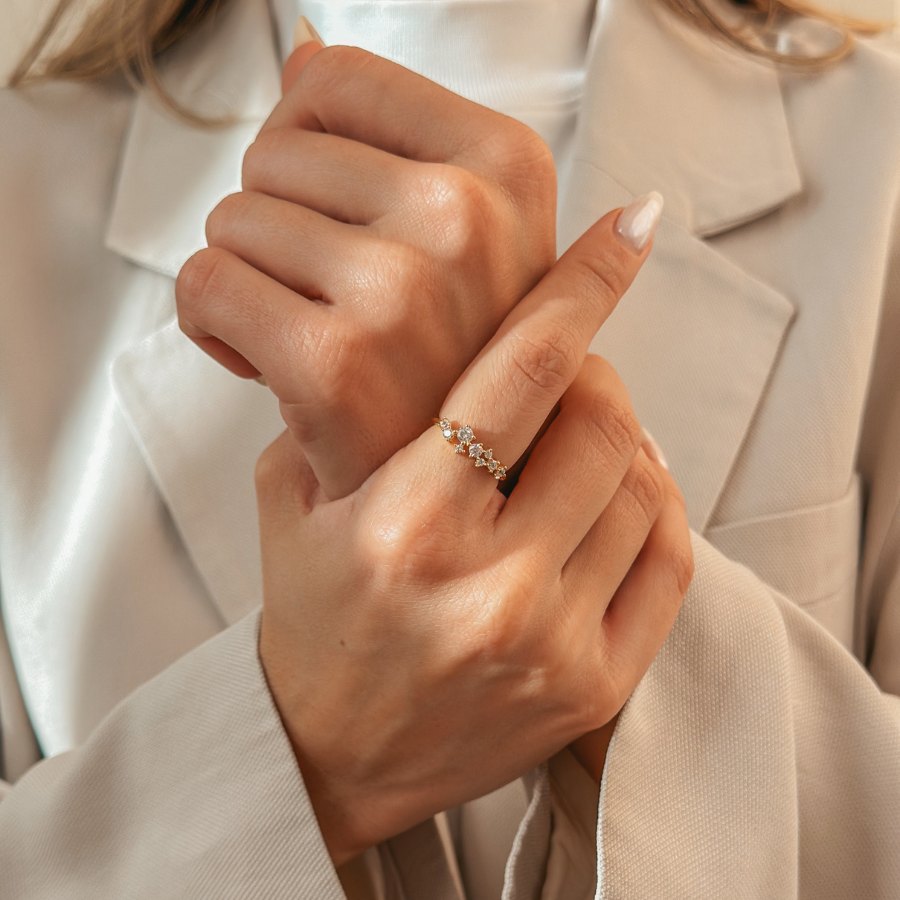 Stříbrný prsten Golden Galaxy - Zirkon - Indira