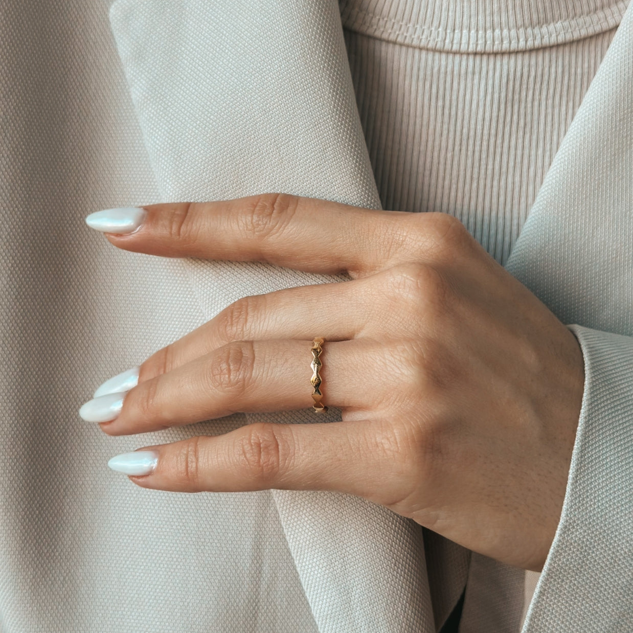 Inel din argint placat cu aur Sculpture - Indira