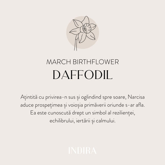 Zlatý dětský náramek Birth Flower - Březen Narcis - Indira