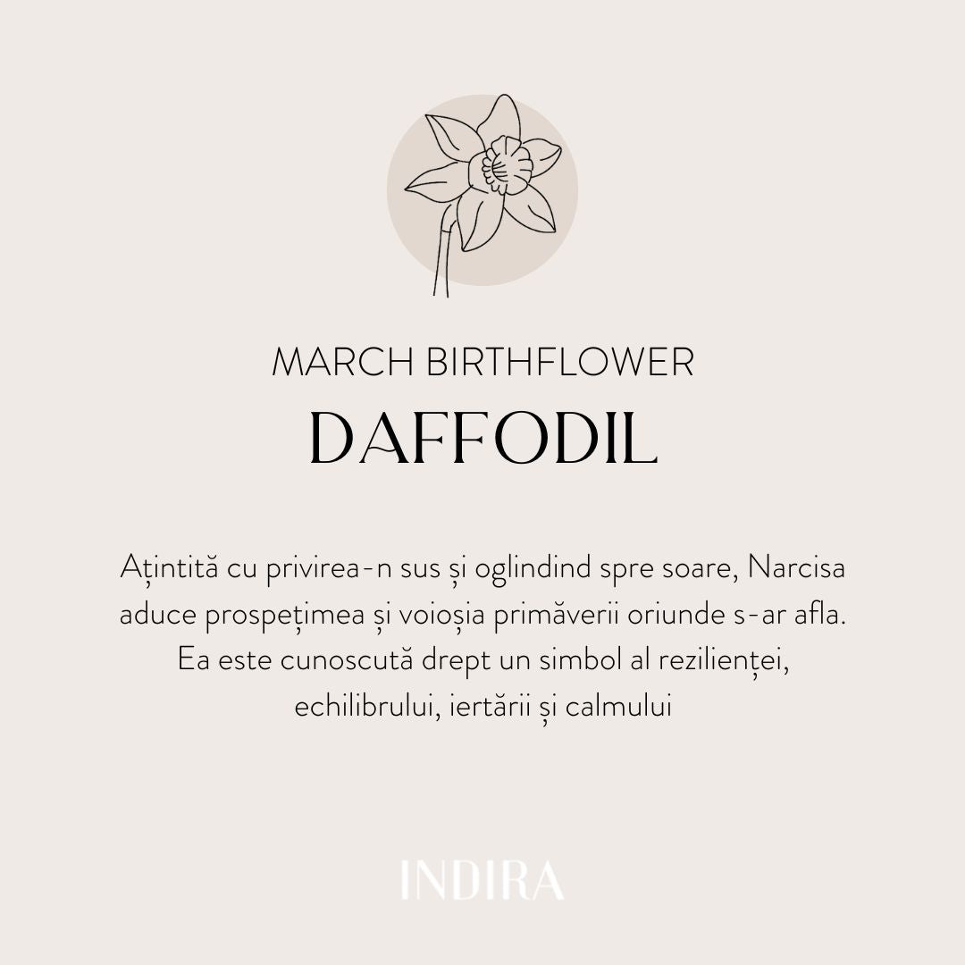 Stříbrný náhrdelník Birth Flower - Březen Narcis - Indira