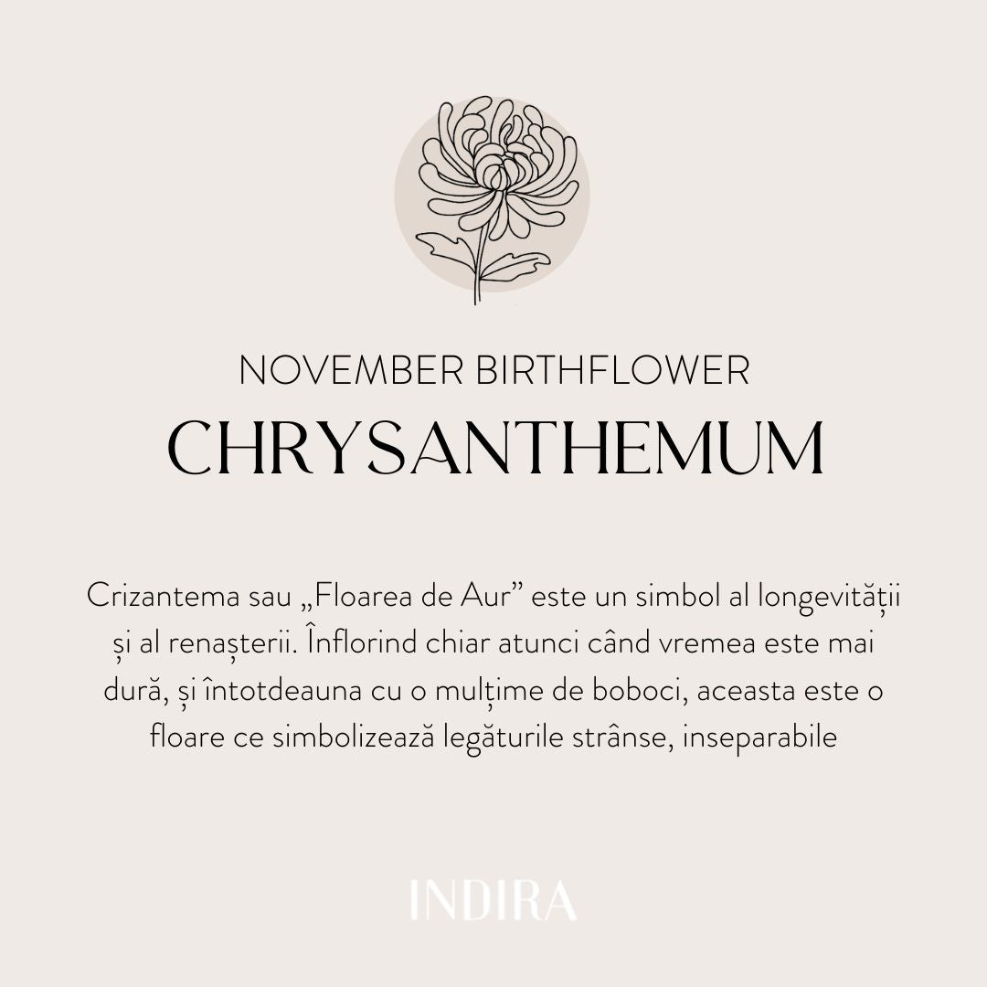 Stříbrný náhrdelník Birth Flower Golden - listopadový chryzantém - Indira