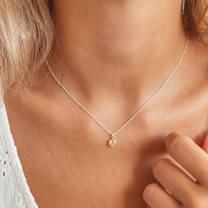 Stříbrný náhrdelník Birthstone November - Citrín - Indira