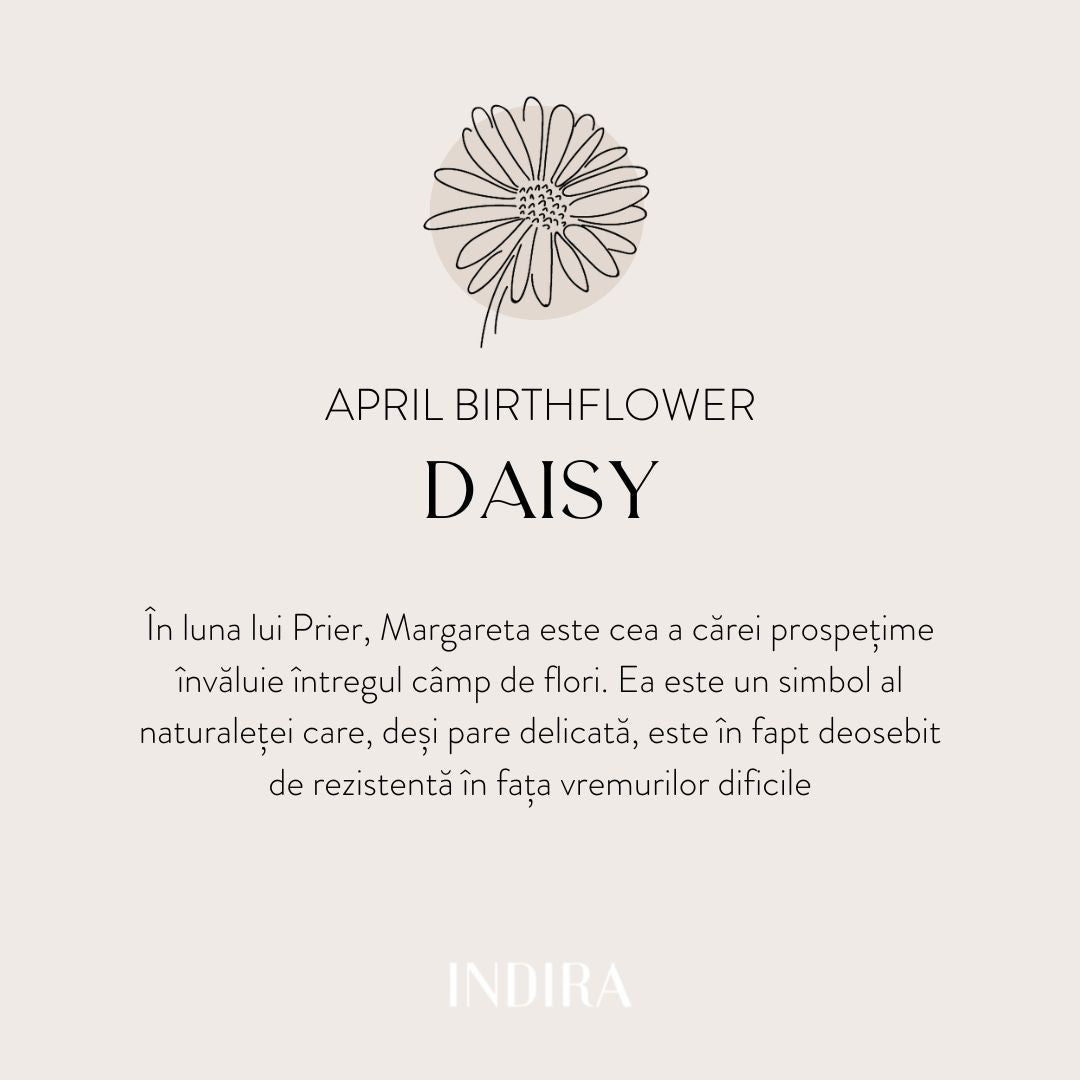 Stříbrný náhrdelník Birth Flower Golden - Dubnová Sedmikráska - Indira