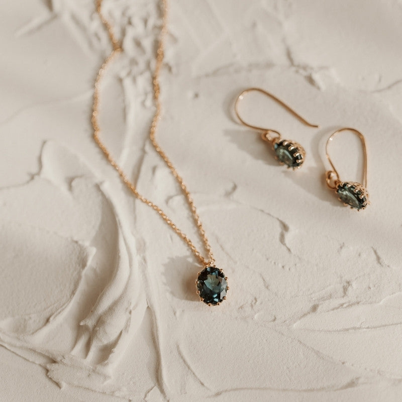 Stříbrný náhrdelník Golden Serene - Topaz Blue London - Indira