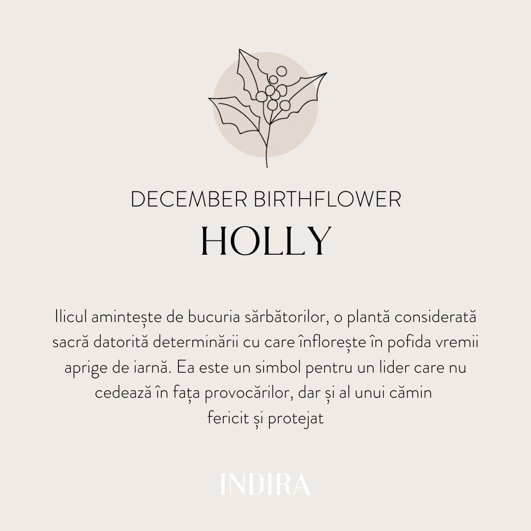 Stříbrný náhrdelník Birth Flower Golden - Prosinec Cesmína - Indira