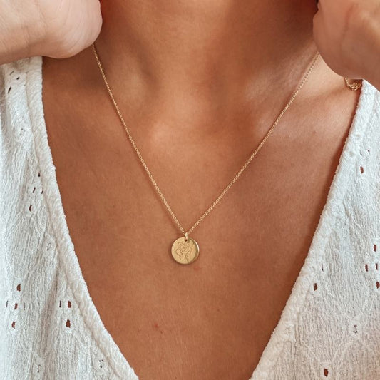 Stříbrný náhrdelník Birth Flower Golden - Červnová růže - Indira