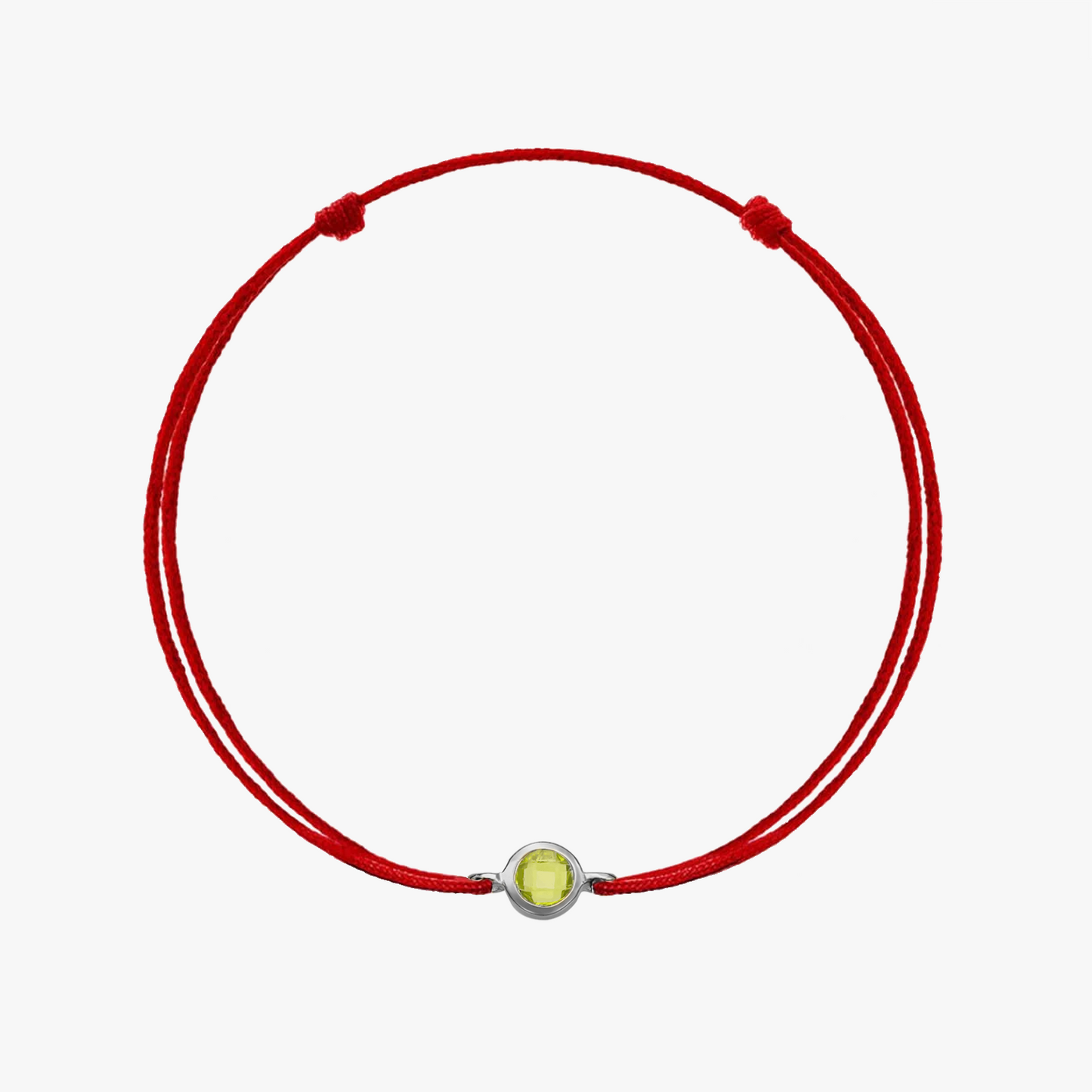 Stříbrný náramek se šňůrkou Birthstone Silver August - Peridot - Indira