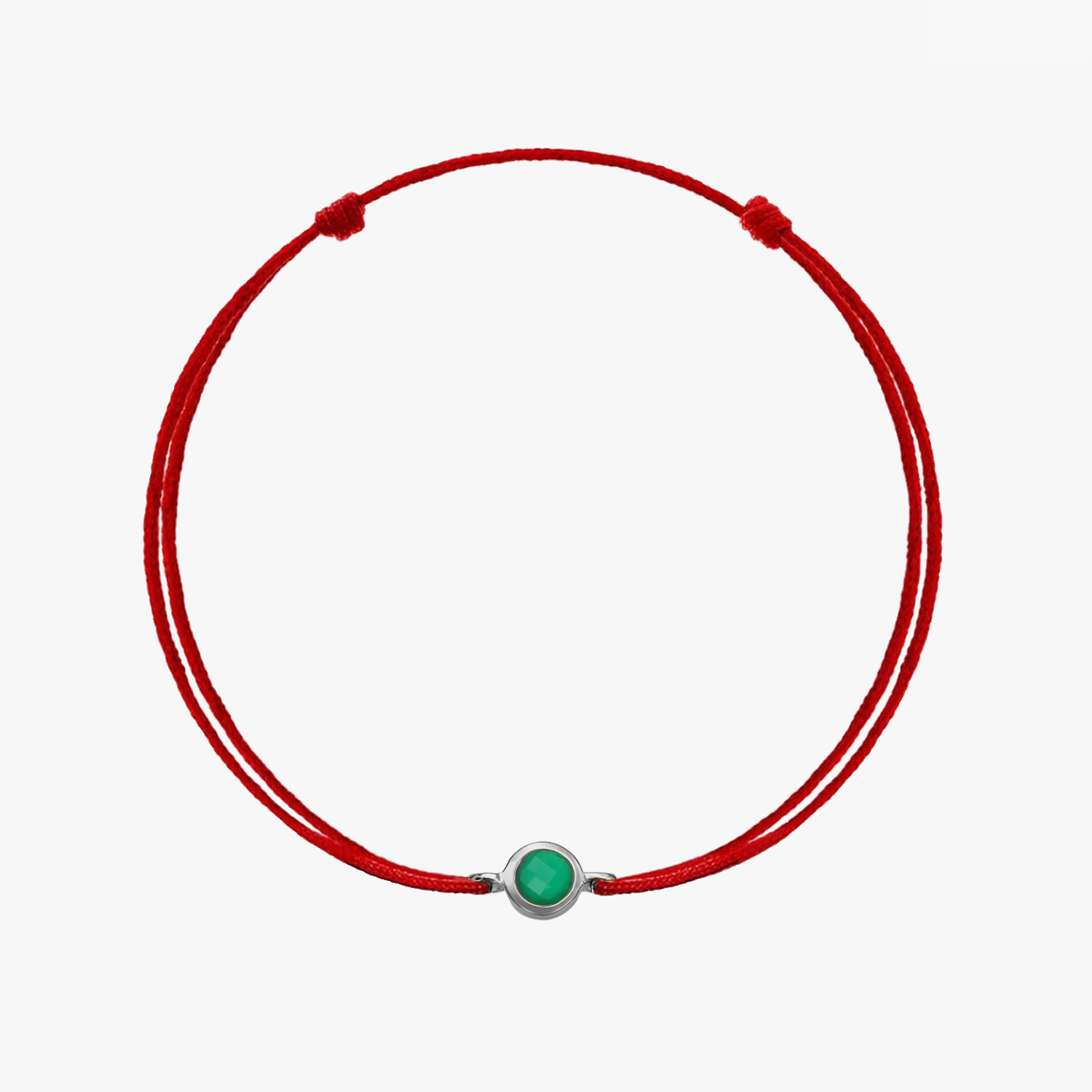 Stříbrný provázkový náramek Birthstone May - Zelený Onyx - Indira
