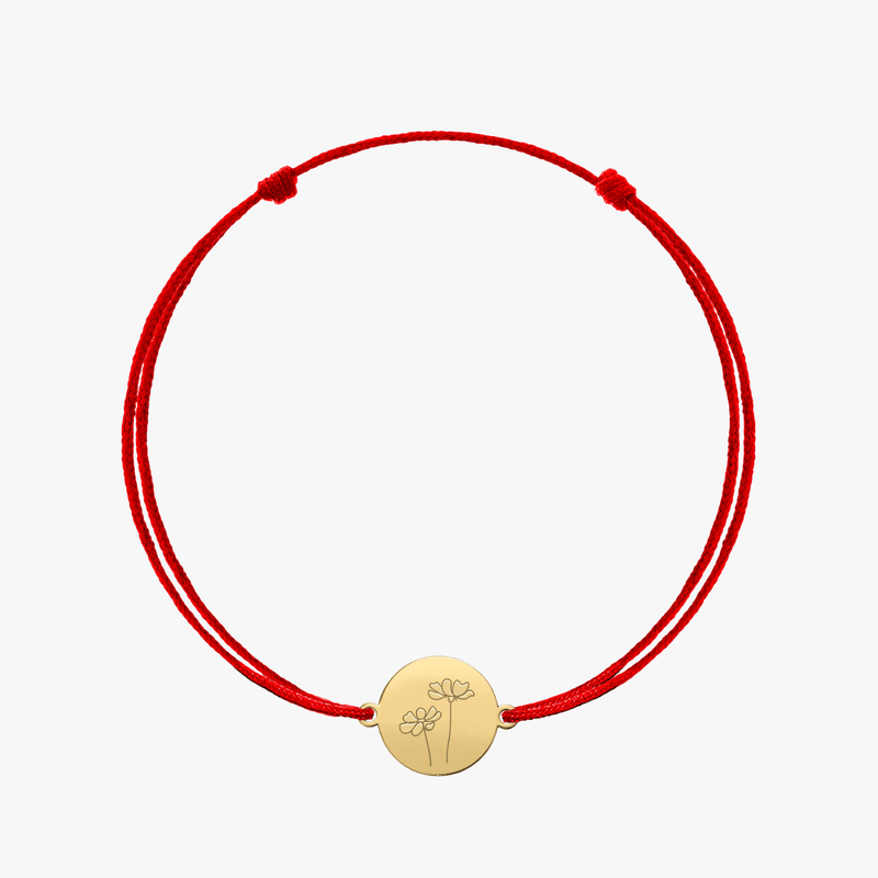 Stříbrný provázkový náramek Golden Birth Flower - Říjnový Kosmos - Indira
