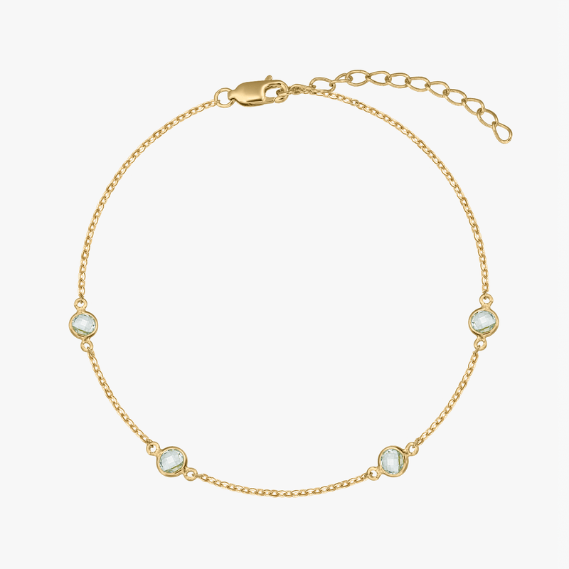 Stříbrný náramek Birthstone Golden December - Modrý topaz - Indira