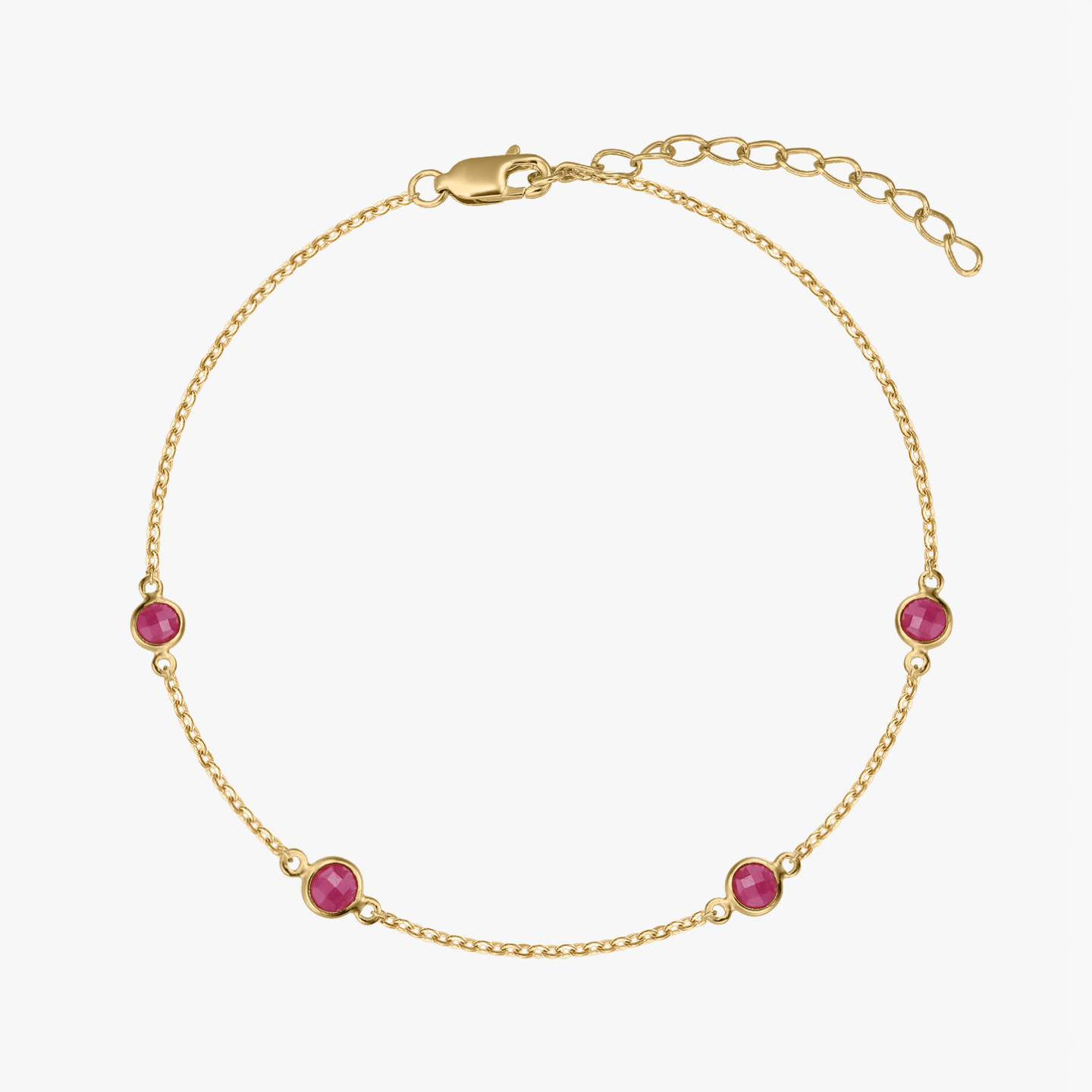 Stříbrný náramek Birthstone Golden July - Rubin - Indira