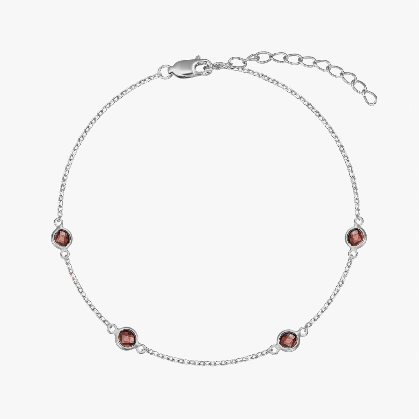 Stříbrný náramek Birthstone Leden - Granát - Indira
