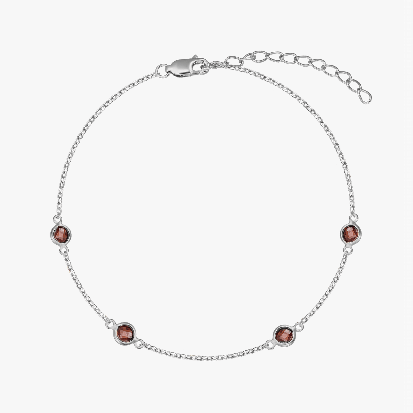 Stříbrný náramek Birthstone Leden - Granát - Indira
