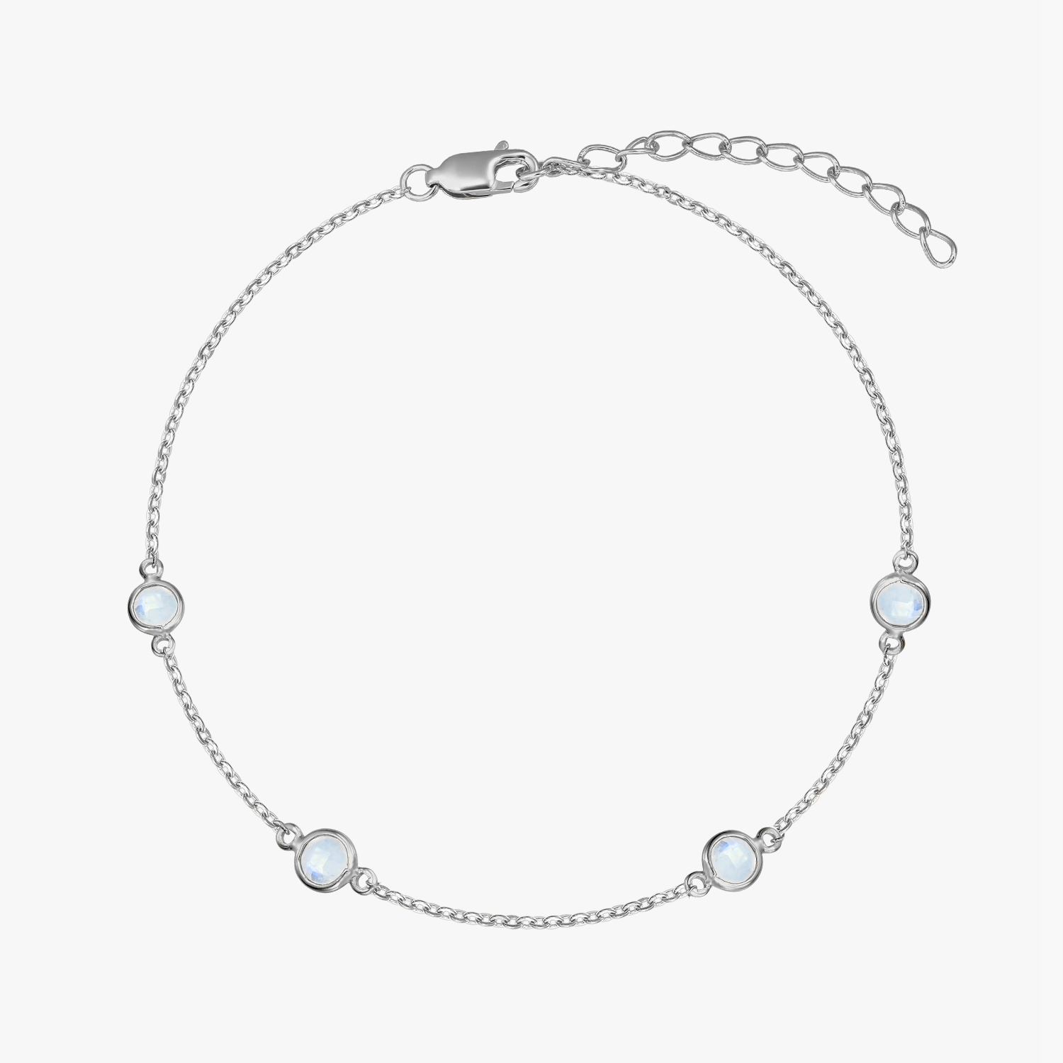 Stříbrný náramek Birthstone Červen - Měsíční kámen - Indira