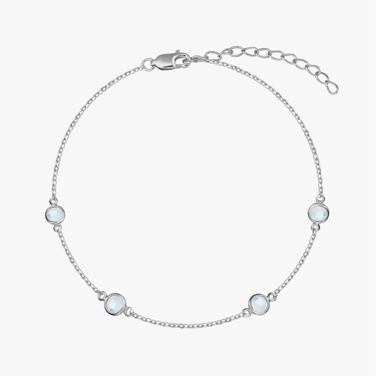 Stříbrný náramek Birthstone Červen - Měsíční kámen - Indira