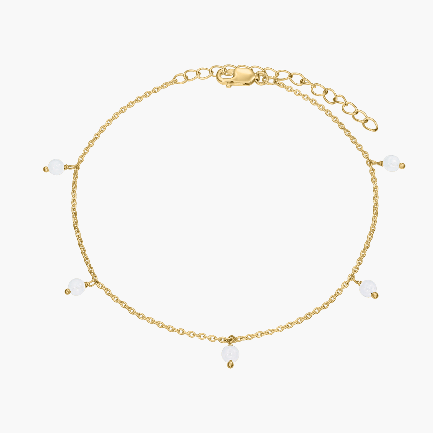 Brățara de picior din argint Golden Gem Droplet - Piatra Lunii - Indira