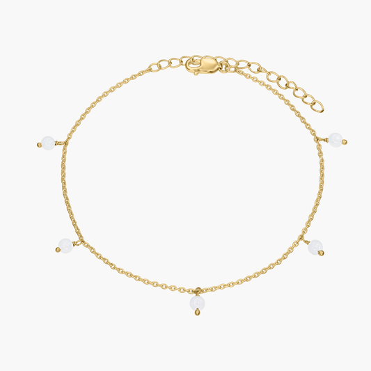 Stříbrný kotník Golden Gem Droplet - Měsíční kámen - Indira