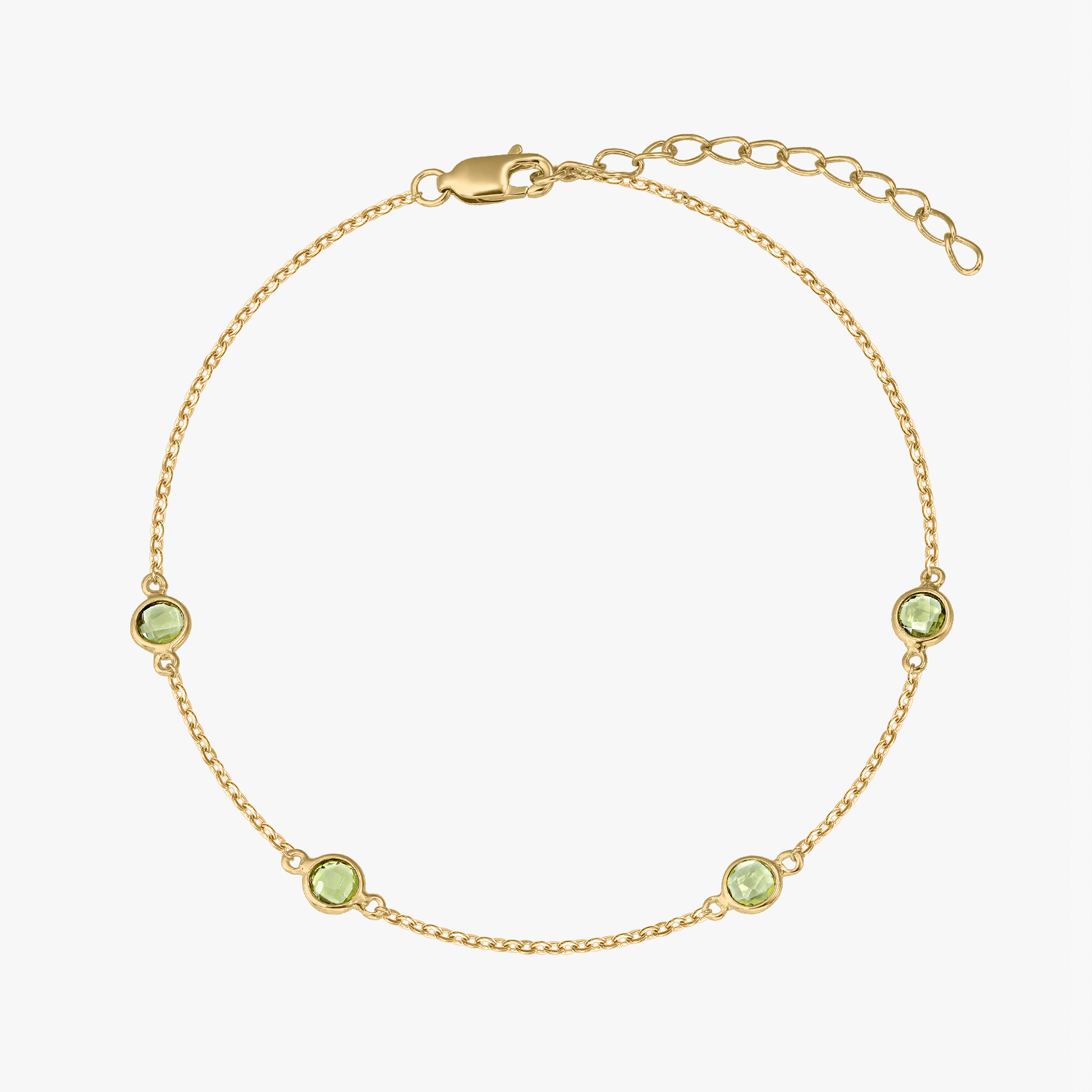 Stříbrný náramek Birthstone Golden August - Peridot - Indira