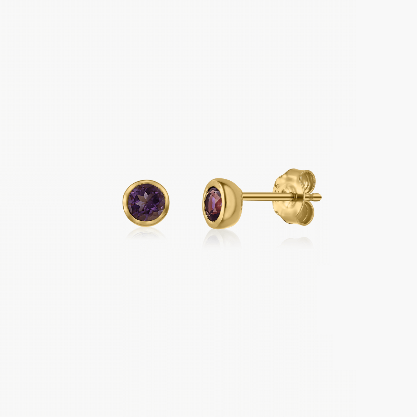 Stříbrné náušnice Birthstone Golden February - Ametyst - Indira