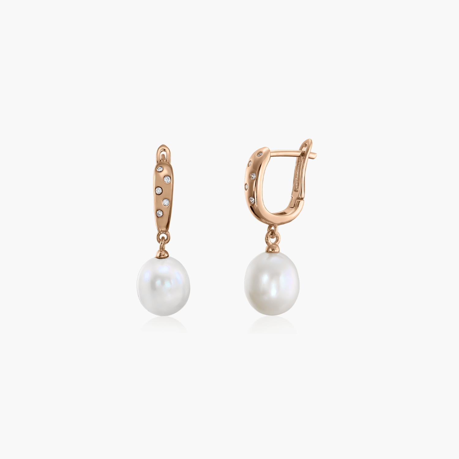 Stříbrné náušnice Classic Pearls Rose - Přírodní perly - Indira