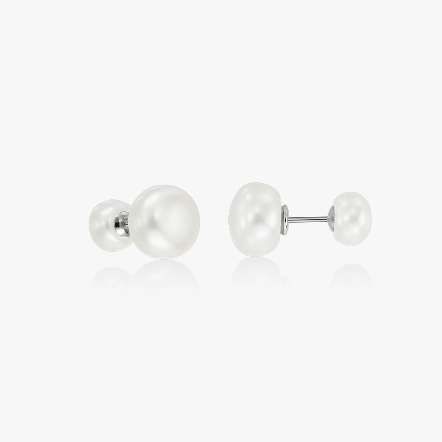 Stříbrné náušnice Double Pearl Studs - Přírodní perly - Indira