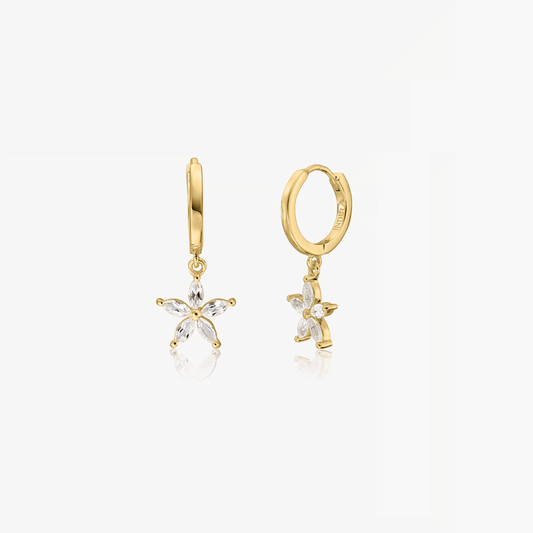 Cercei din argint Golden Blossom - Topaz Alb - Indira