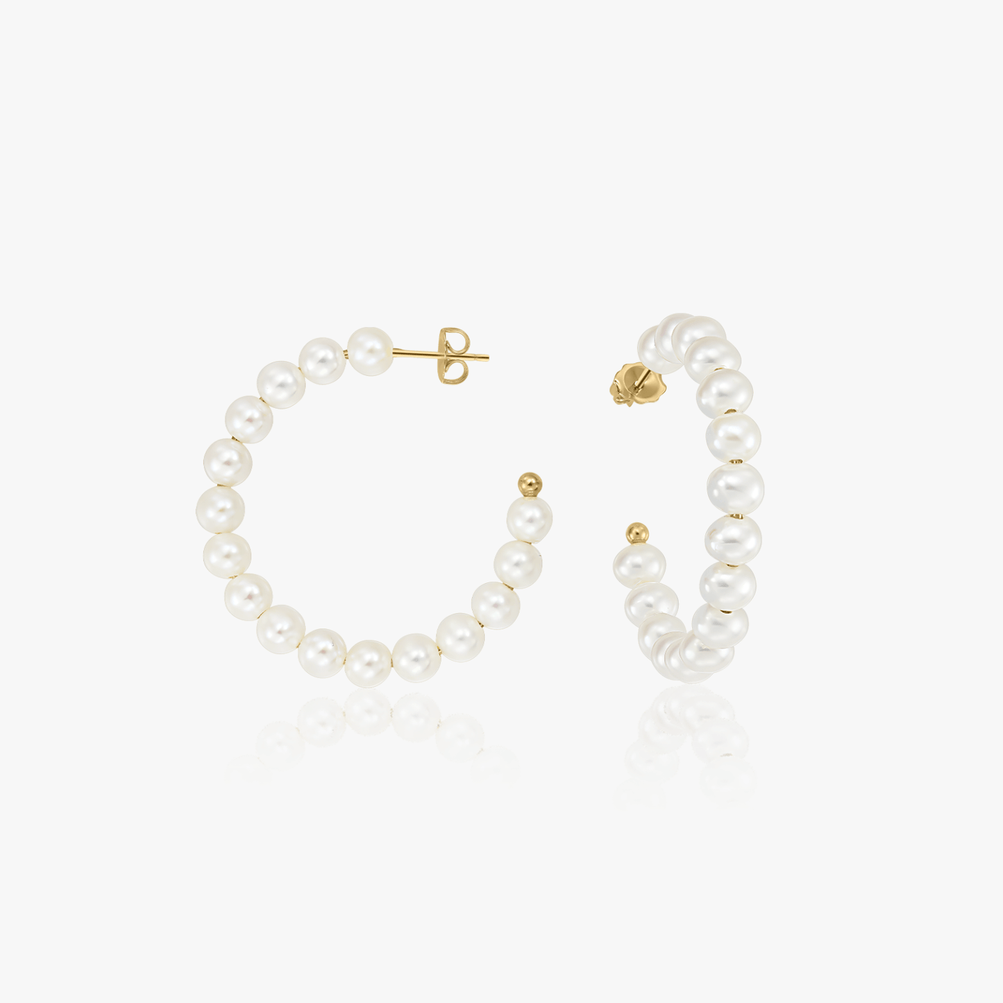 Stříbrné náušnice Golden Pearl Hoops - Přírodní perly - Indira