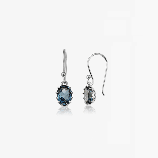 Stříbrné náušnice Serene - Londýnský topaz - Indira