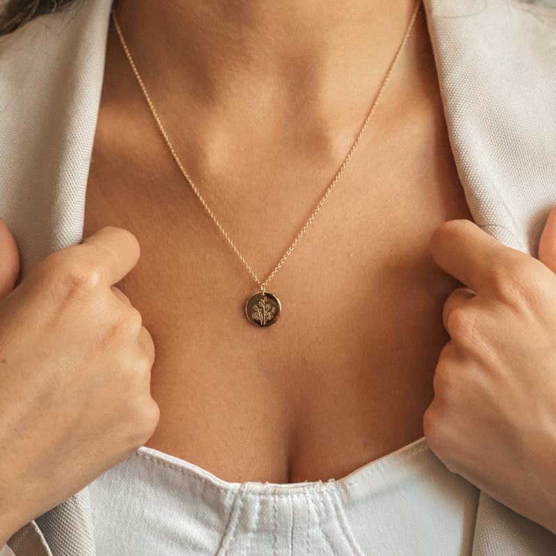 Stříbrný náhrdelník Birth Flower Golden - Září Aster - Indira