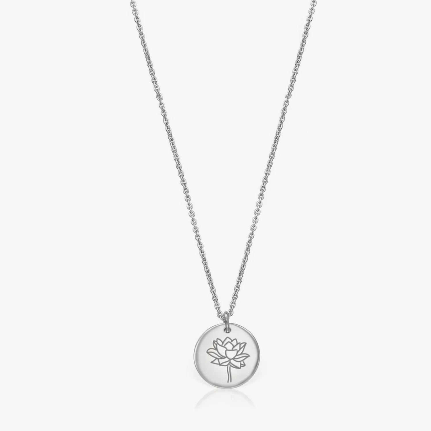 Stříbrný náhrdelník Birth Flower Silver - Červenec Lotus - Indira