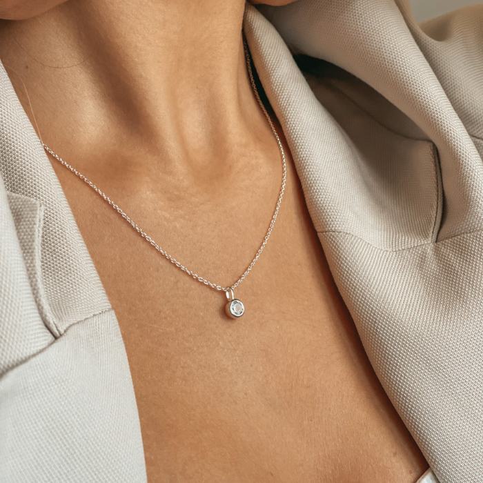 Stříbrný náhrdelník Birthstone December - Modrý Topaz - Indira