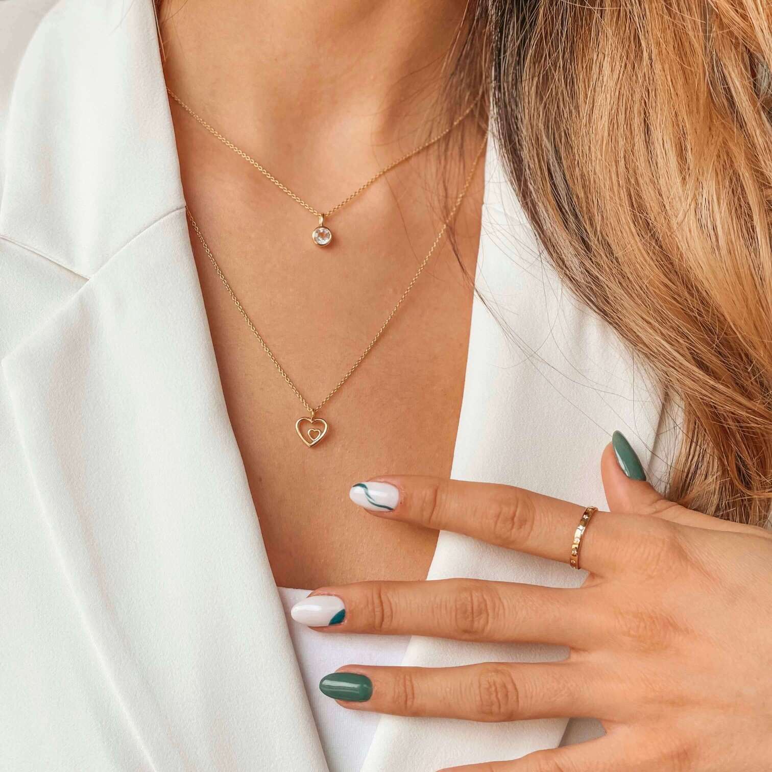Stříbrný náhrdelník Birthstone Golden April - Bílý topaz - Indira