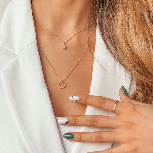 Stříbrný náhrdelník Birthstone Golden April - Bílý topaz - Indira