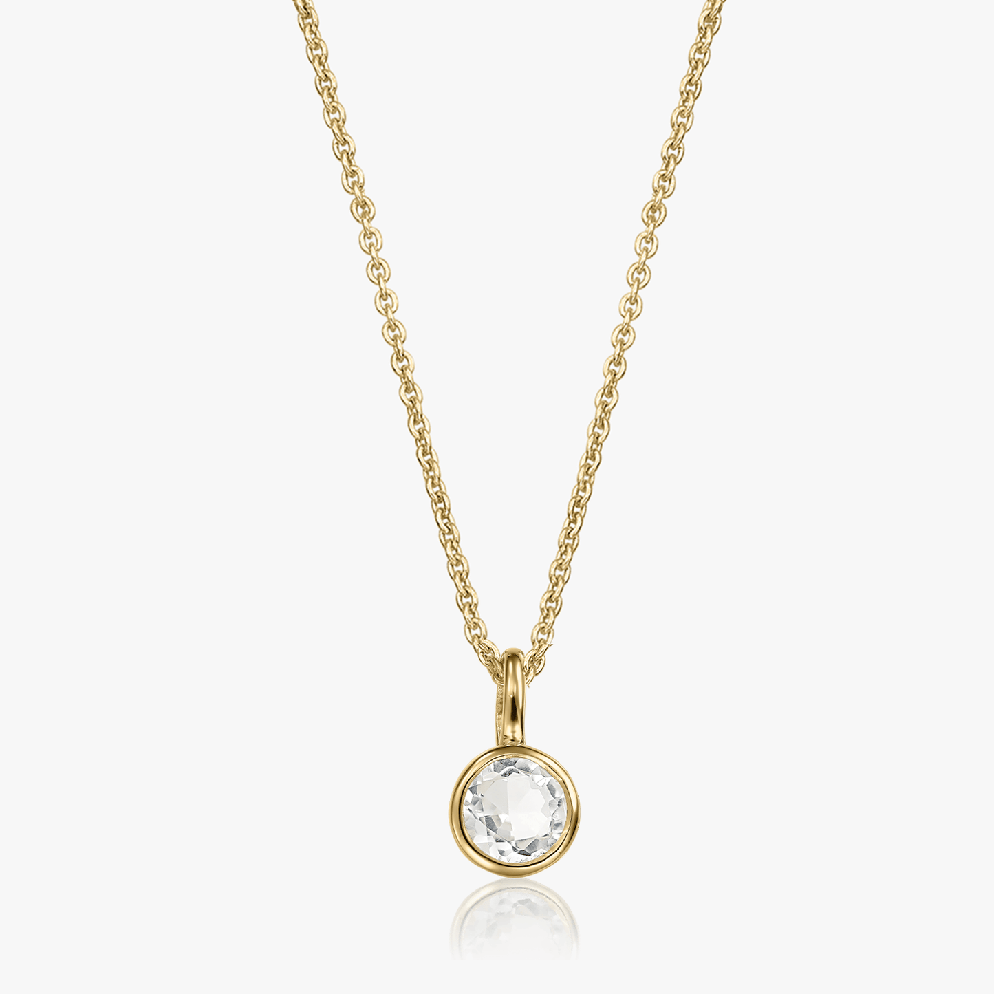 Stříbrný náhrdelník Birthstone Golden April - Bílý topaz - Indira