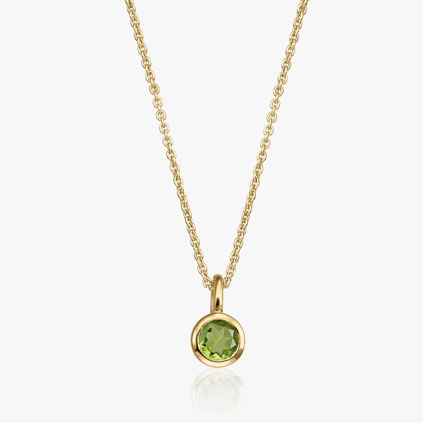 Stříbrný náhrdelník Birthstone Golden August - Peridot - Indira