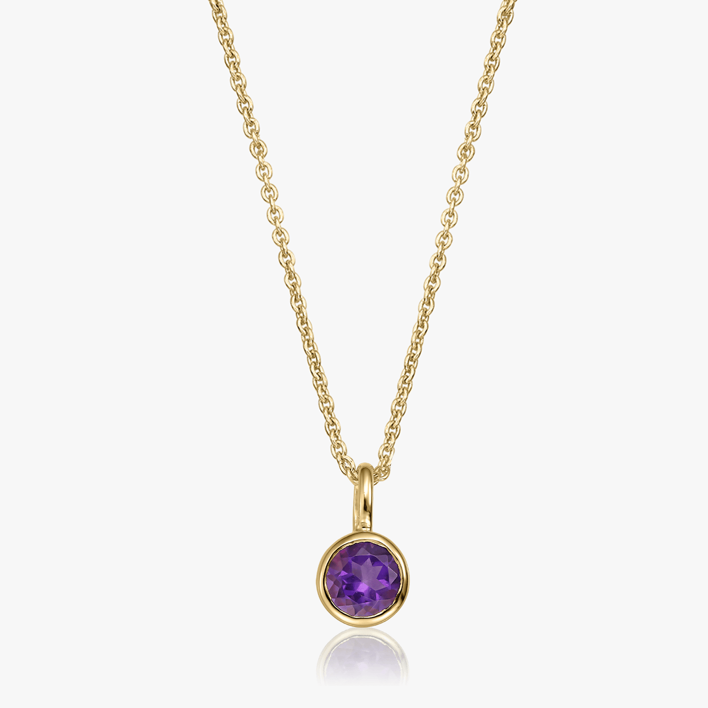 Stříbrný náhrdelník Birthstone Golden February - Ametyst - Indira