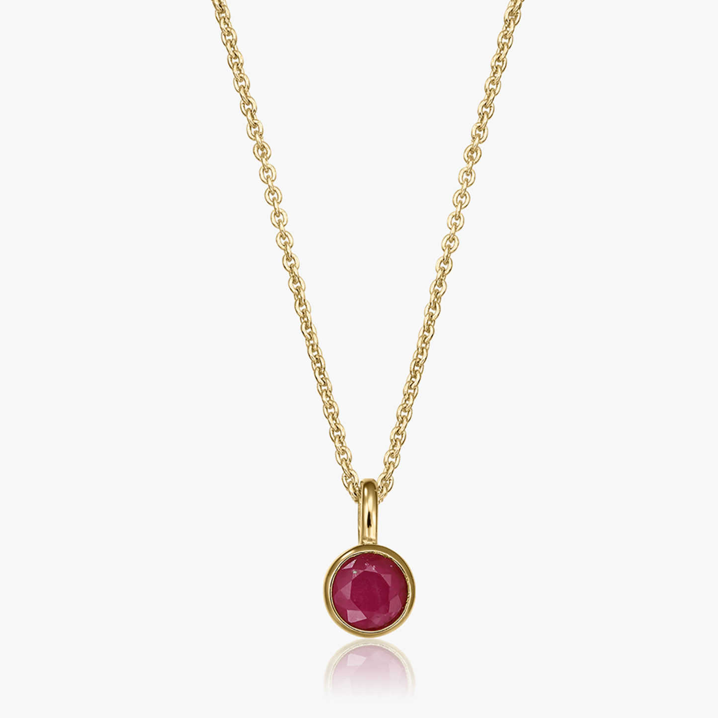 Stříbrný náhrdelník Birthstone Golden July - Rubín - Indira