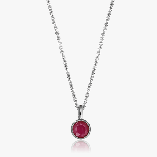 Stříbrný náhrdelník Birthstone July - Rubin - Indira