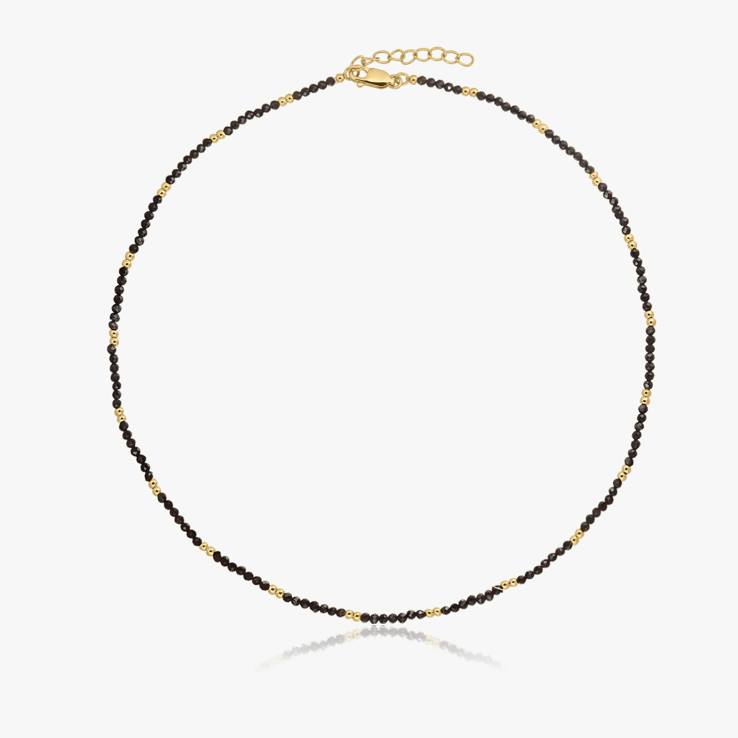 Stříbrný náhrdelník Golden SummerScape – Černý Spinel - Indira