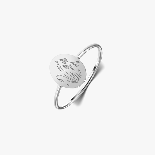 Stříbrný prsten Birth Flower - Lednový Sněženka - Indira