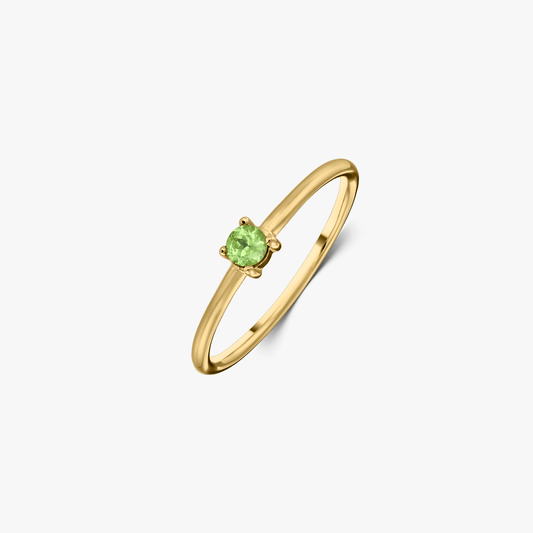 Stříbrný prsten Birthstone Golden August - Peridot - Indira